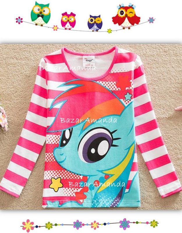 Polera rayas rainbo dash Fucsia